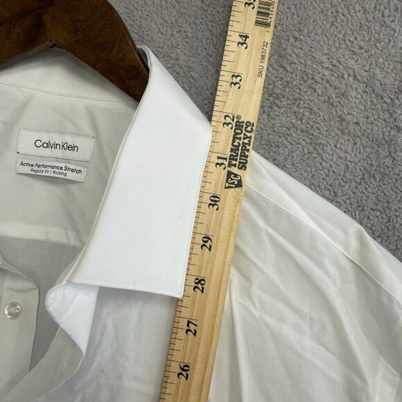 NEW Calvin Klein Men's XL White Button Down Dress Shirt Active Stretch - Picture 4 of 10